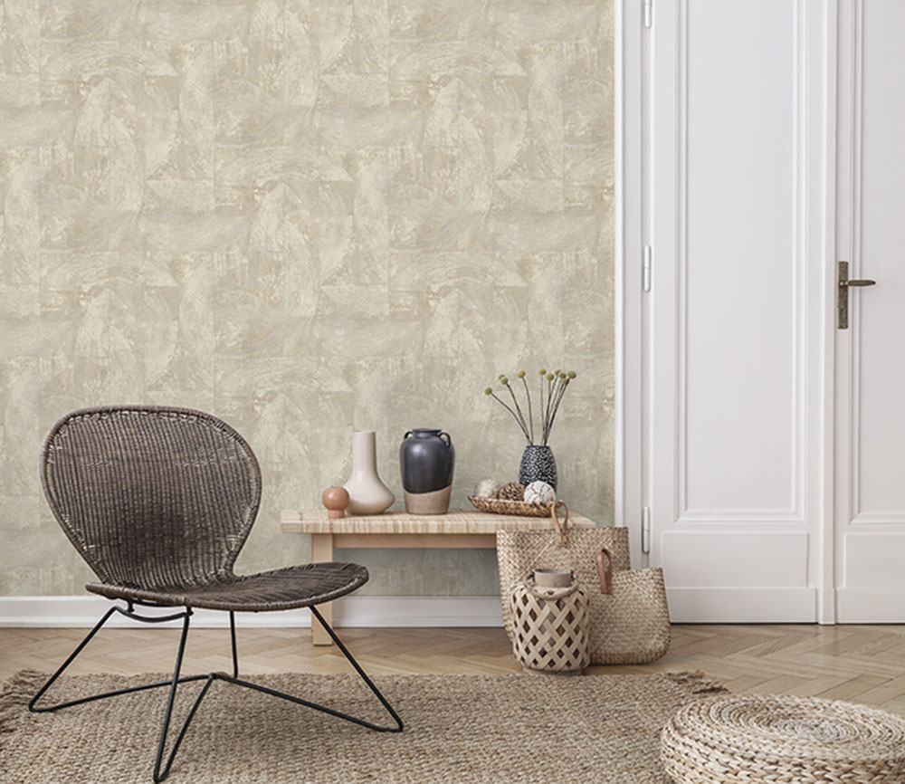 Beige stucco imitation pattern wallpaper