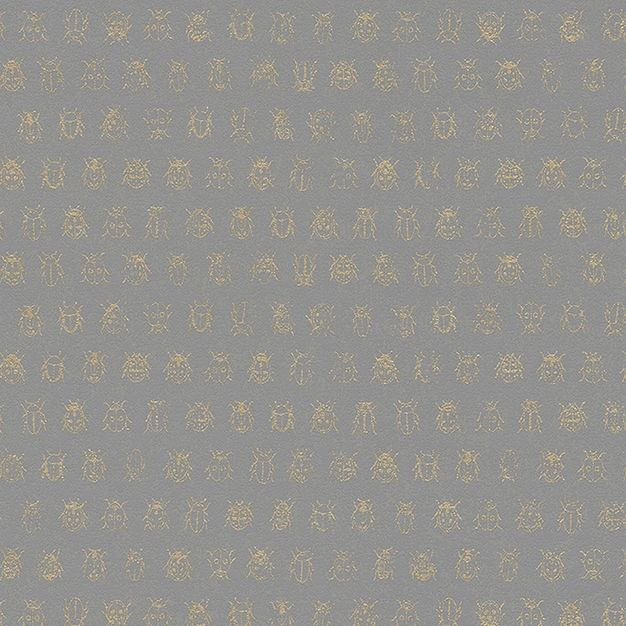 Gray wallpaper with golden beetles 375037, Pip Studio 4, Eijffinger