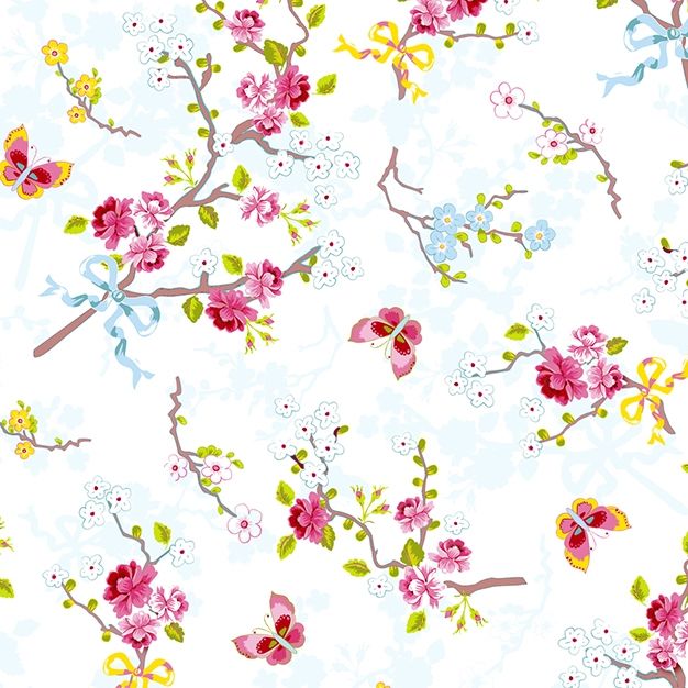 Wallpaper Butterflies and flowers 375070, Pip Studio 4, Eijffinger