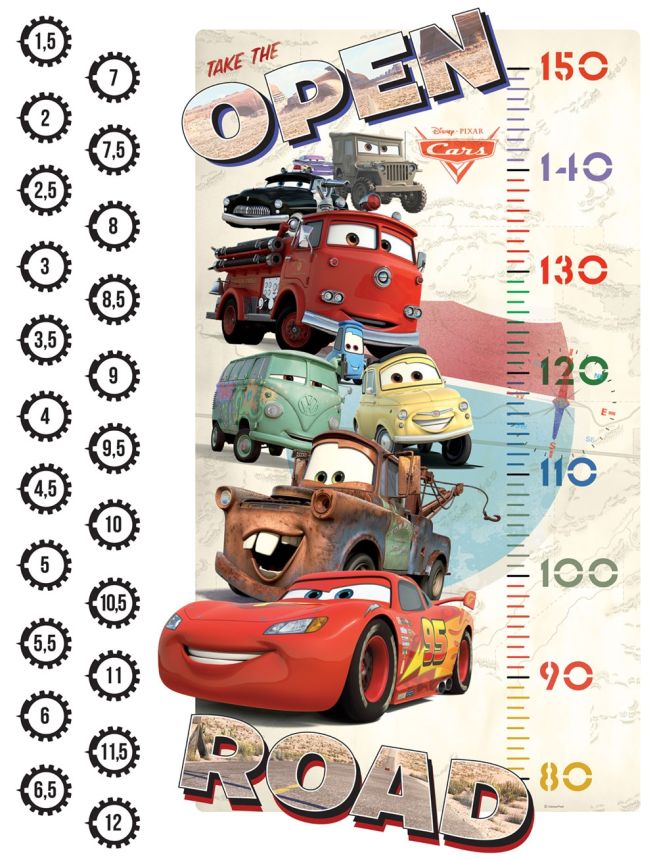 Children's wall sticker DK 894, Disney, Cars 2 Mc Queen, Meter / Height scale, AG Design