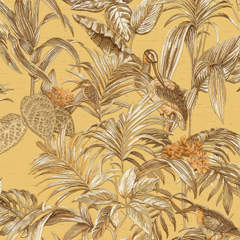 Luxury non-woven wallpaper with a vinyl surface DE120018, Birds, flowers, leaves, Embellish, Design ID