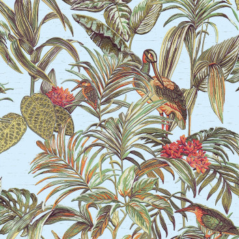 Luxury non-woven wallpaper with a vinyl surface DE120014, Birds, flowers, leaves, Embellish, Design ID