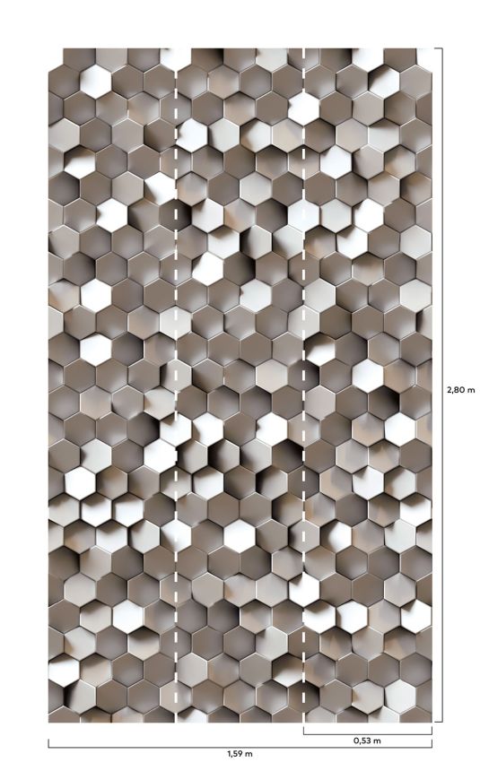 Wall mural - 3D Hexagons A34701, 159 x 280 cm, Collector, Murals, Grandeco
