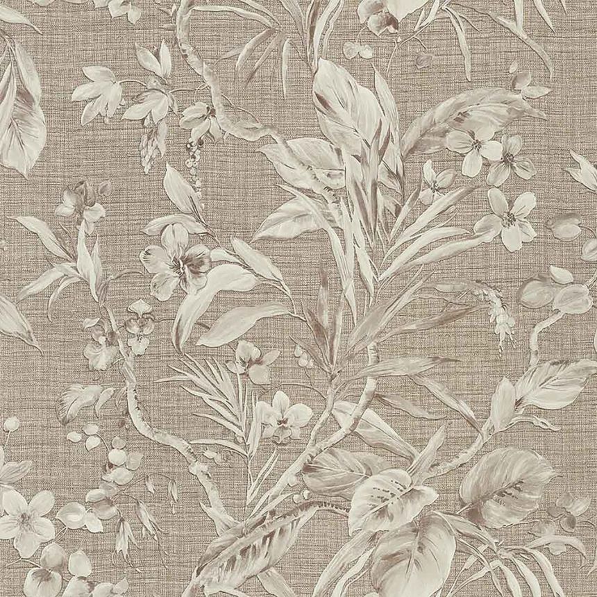 Flowers, orchids, leaves - Luxury non-woven wallpaper with a vinyl surface Z218342, Trussardi 5, Zambaiti Parati
