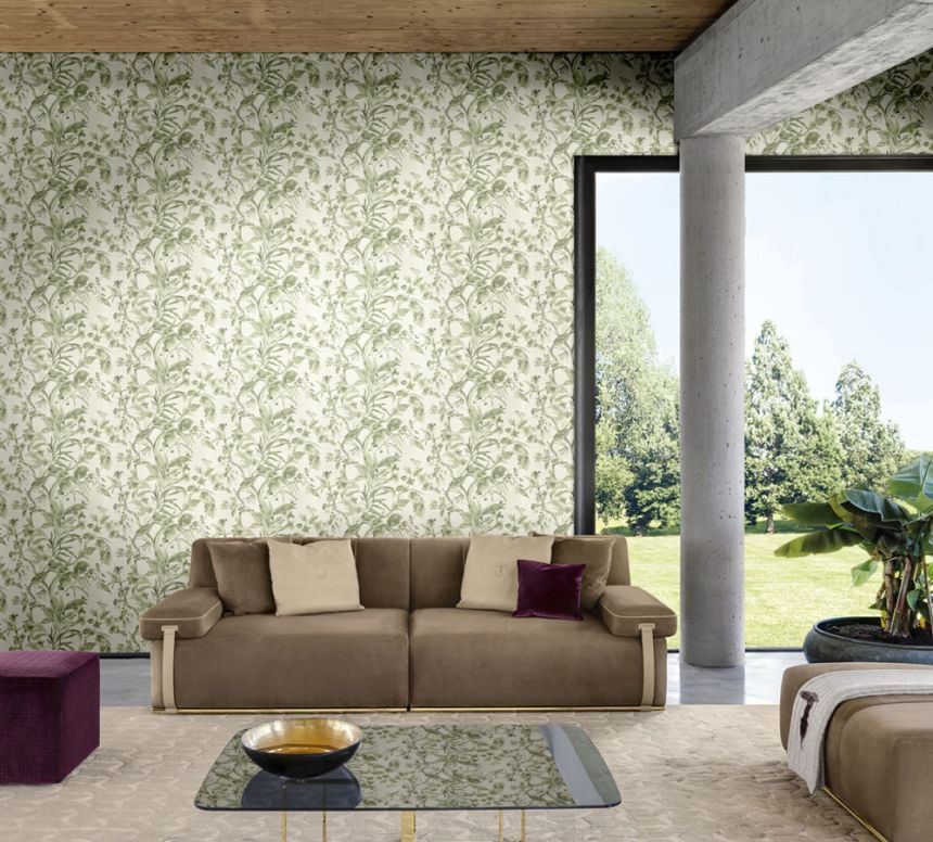 Flowers, orchids, leaves - Luxury non-woven wallpaper with a vinyl surface Z21839, Trussardi 5, Zambaiti Parati