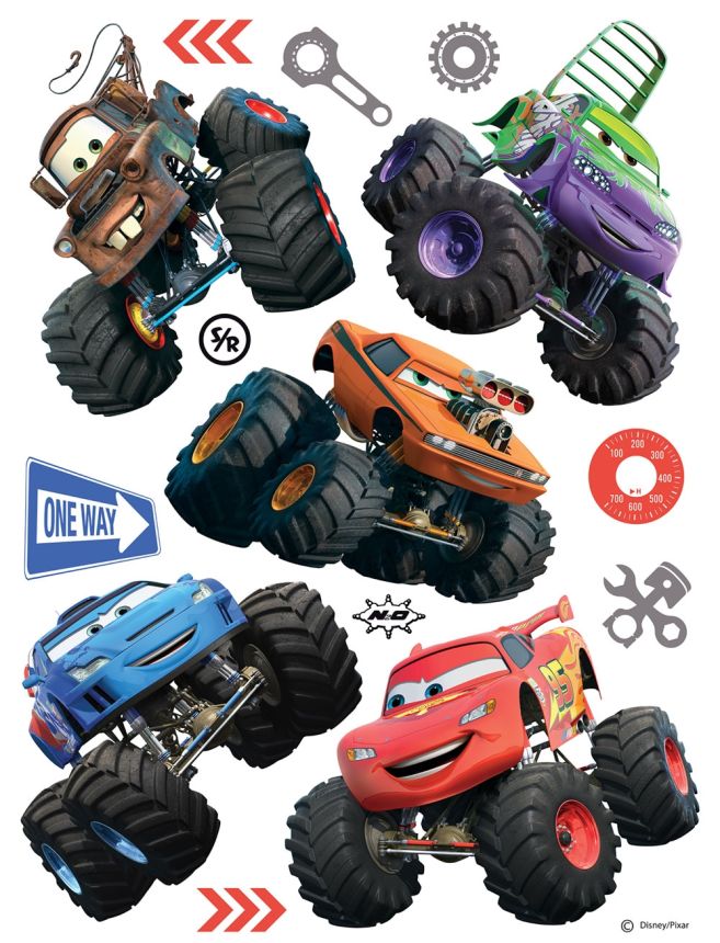 Children's wall sticker DK 1766, Disney Cars with big wheels, AG Design