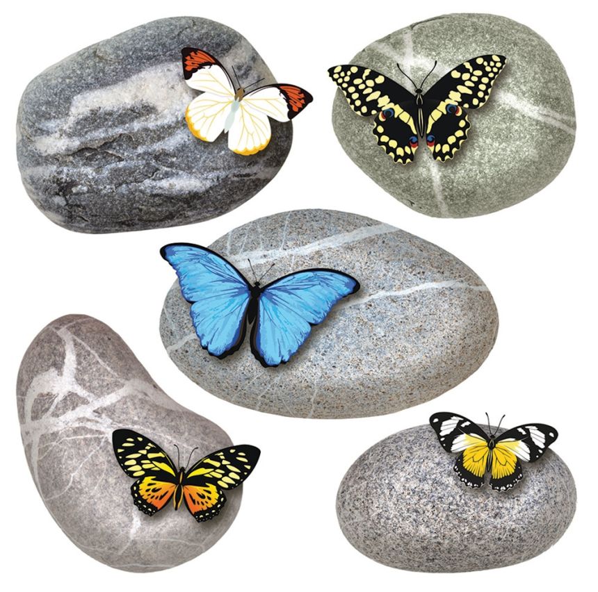Self-adhesive wall decoration SS 3853, Butterflies on stones, AG Design