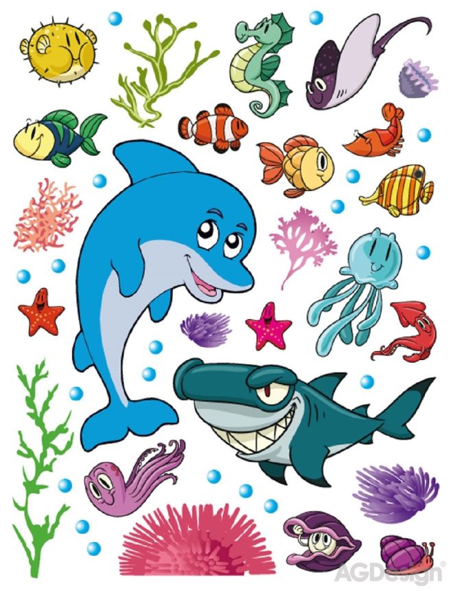Self-adhesive wall decoration K 0823, Dolphin, AG Design