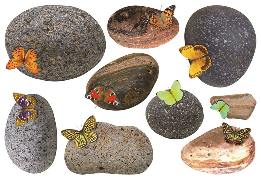 Self-adhesive wall decoration SM 3436, Stones with butterflies, AG Design