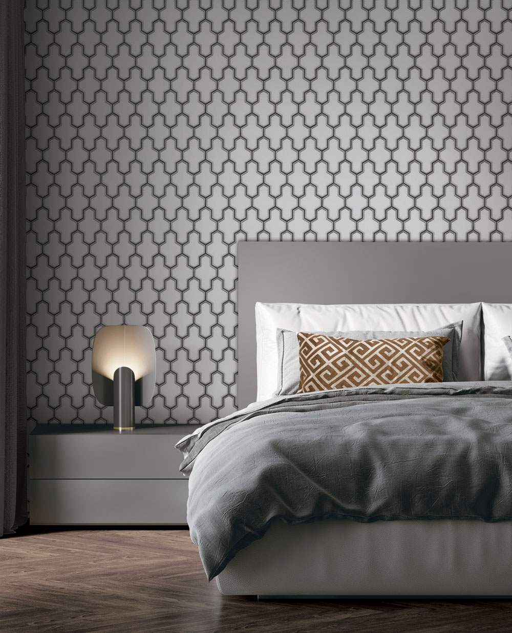 Luxury non woven wallpaper, geometric pattern WF20, Wall Fabric, ID  Design