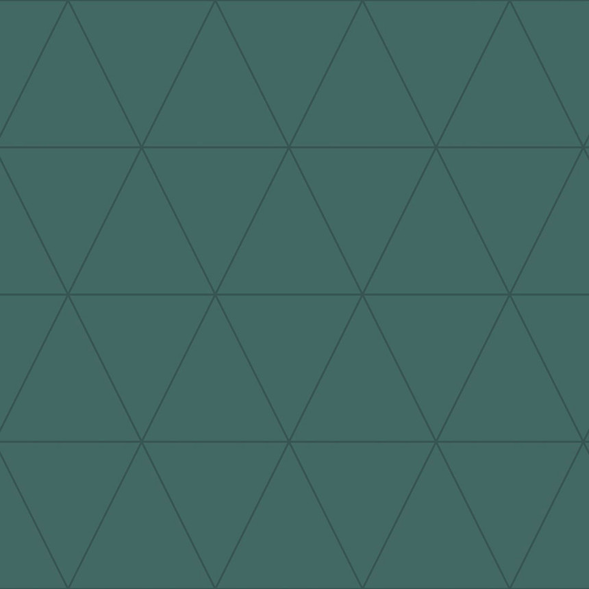 Green wallpaper, metallic outlines of triangles 347717, City Chic, Origin