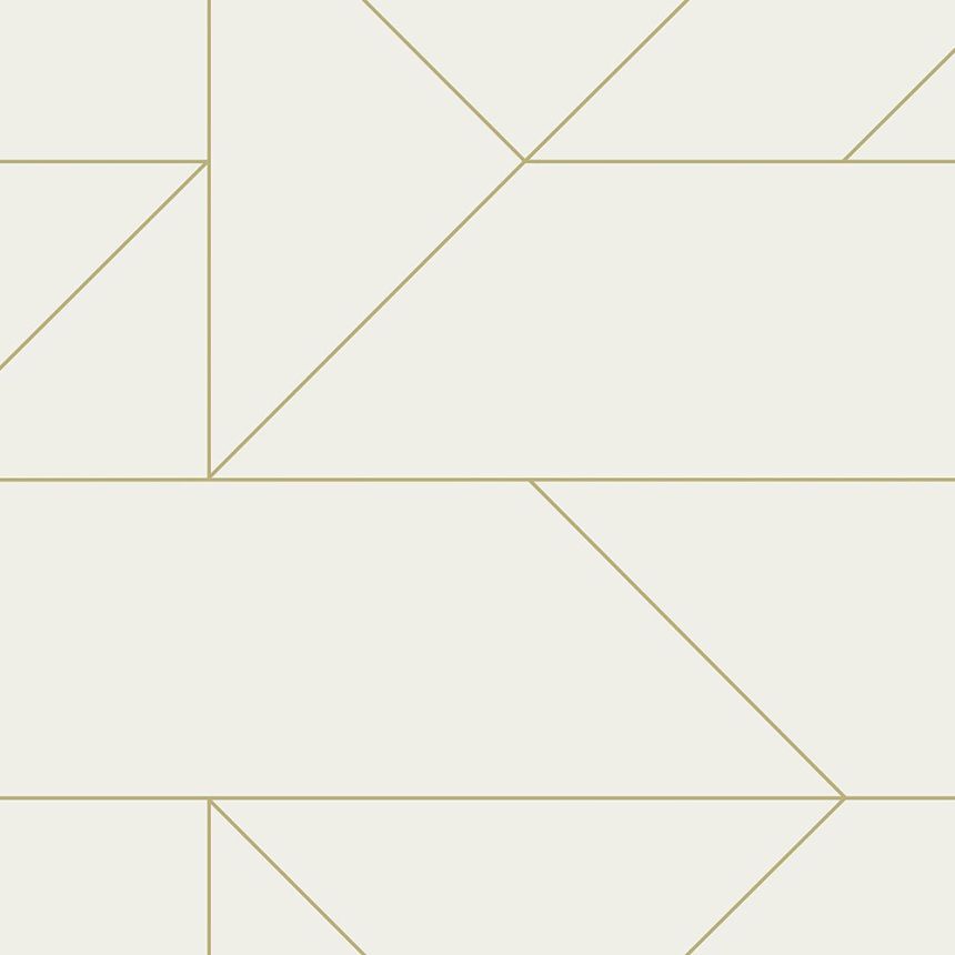 Cream geometric wallpaper, gold lines 347720, City Chic, Origin 