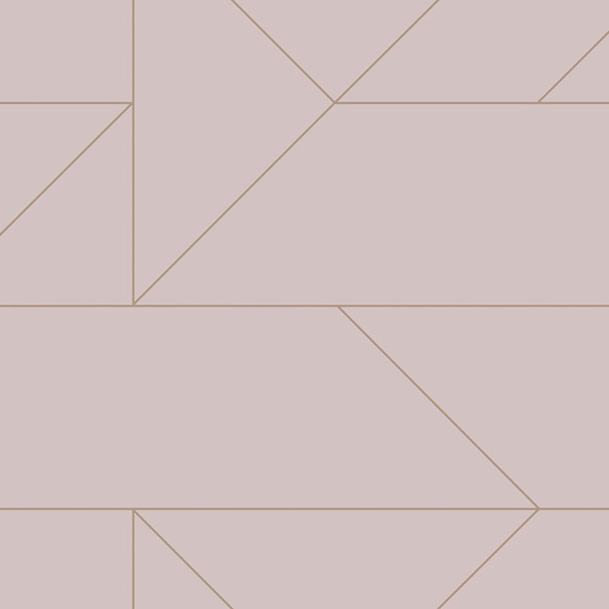 Old pink geometric wallpaper, metallic lines 347721, City Chic, Origin 