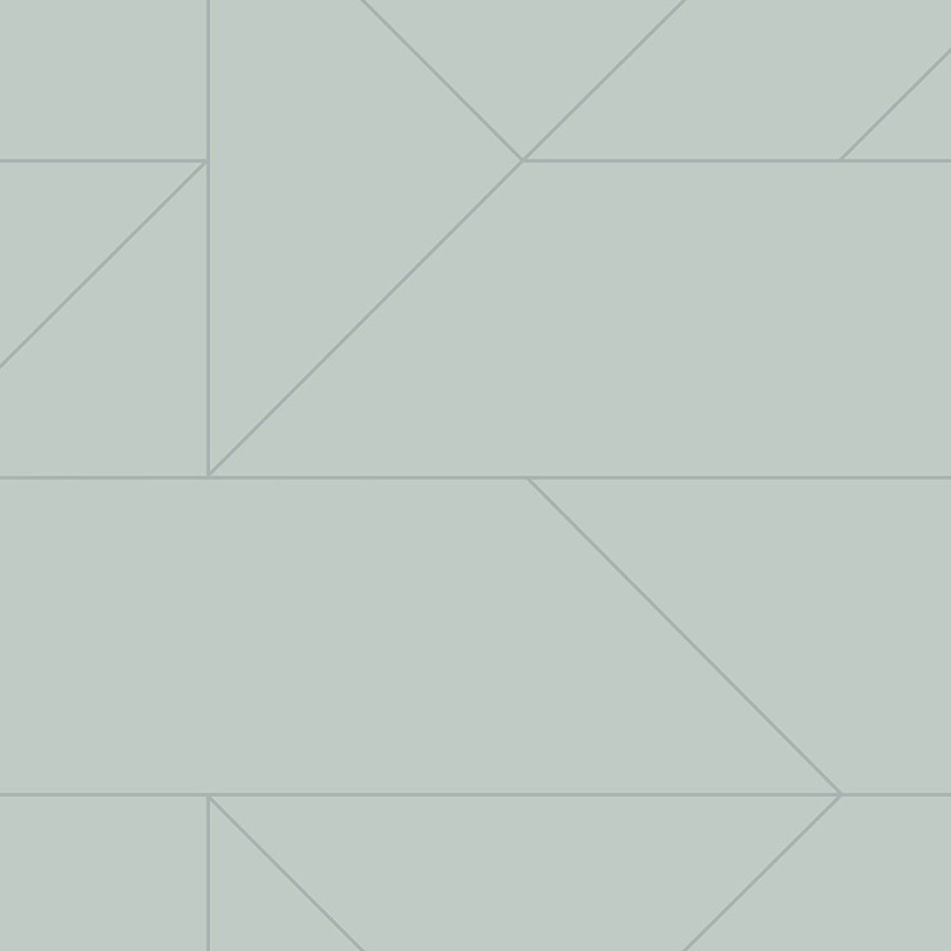 Green geometric wallpaper, metallic lines 347722, City Chic, Origin 