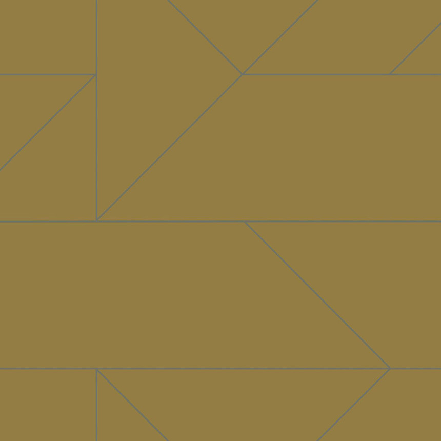 Ocher geometric wallpaper, metallic lines 347723, City Chic, Origin