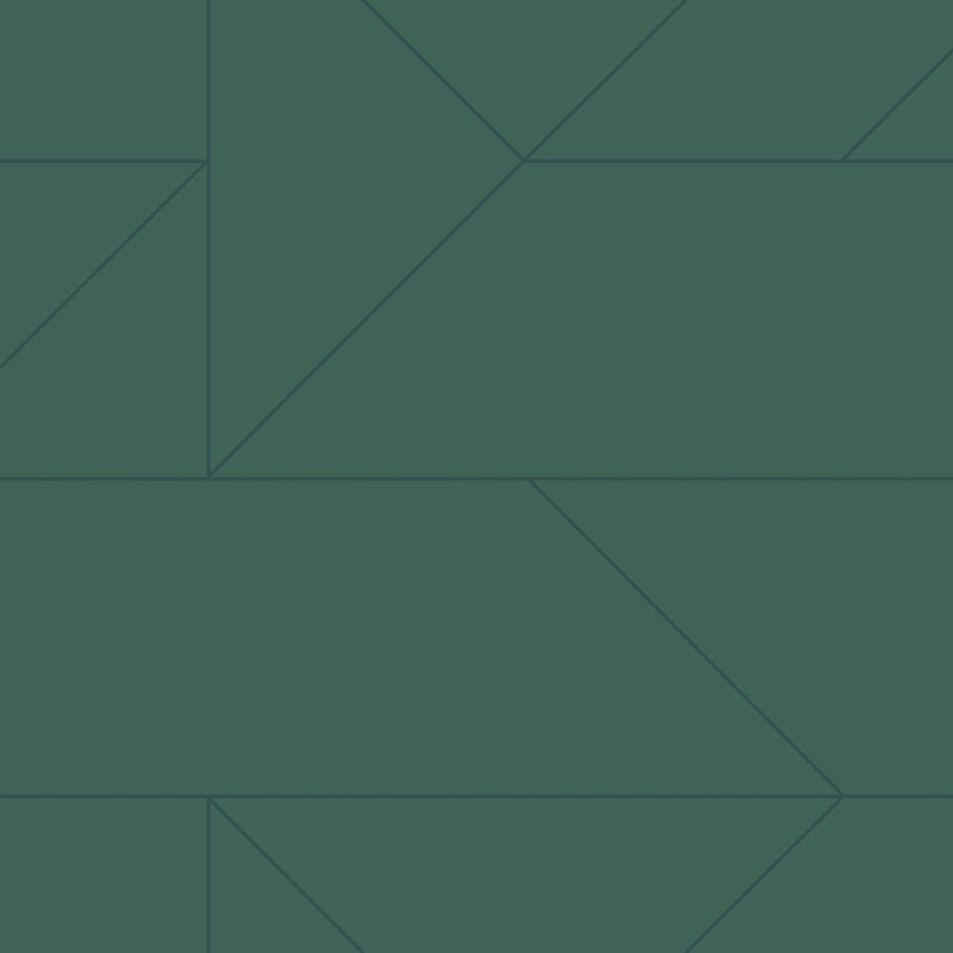 Green geometric wallpaper, metallic lines 347724, City Chic, Origin 