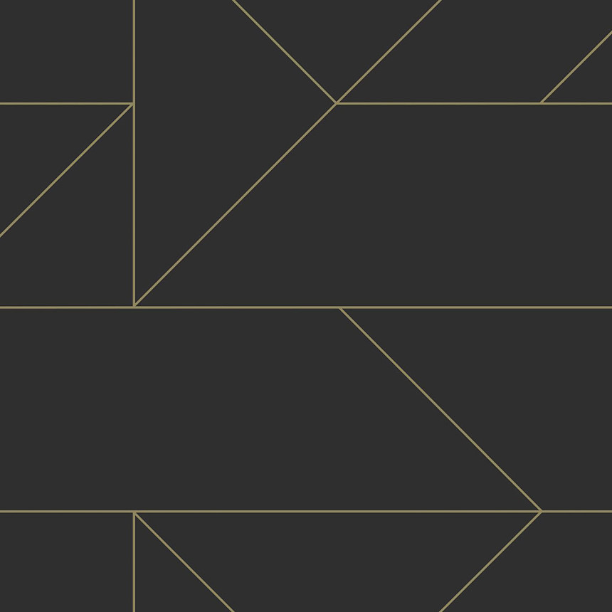 Black geometric wallpaper, golden lines 347726, City Chic, Origin 