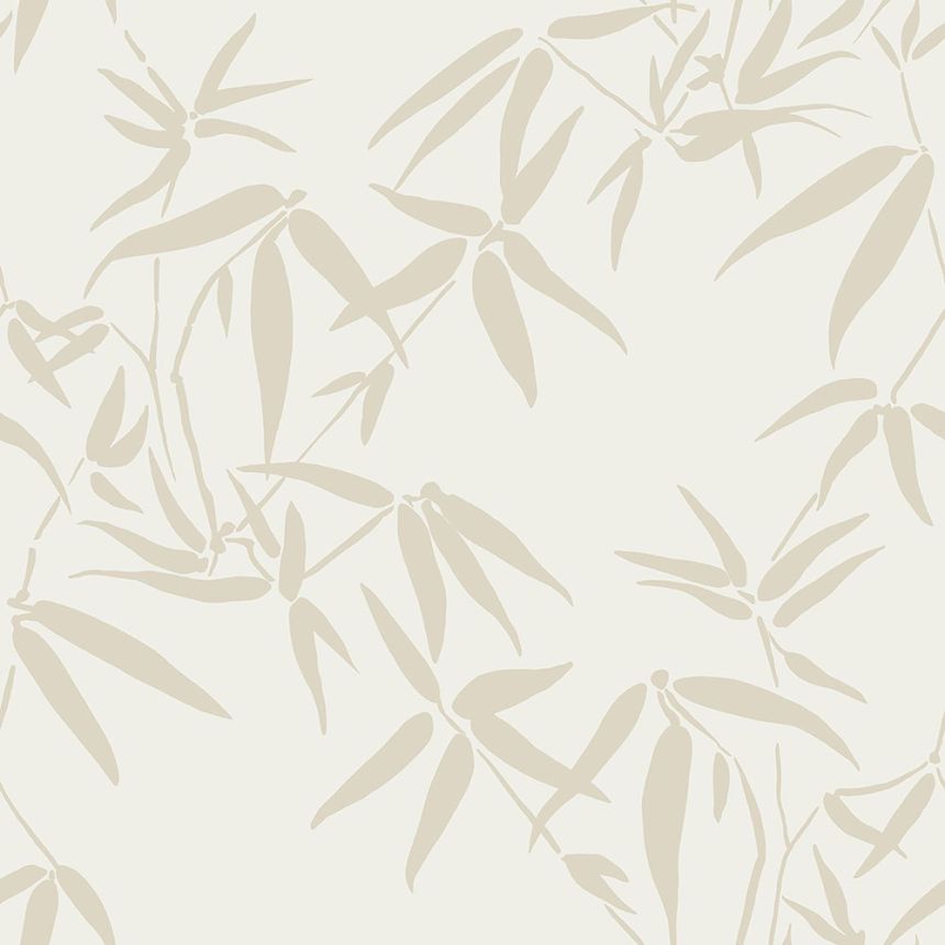 Cream wallpaper, metallic bamboo leaves 347735, City Chic, Origin 