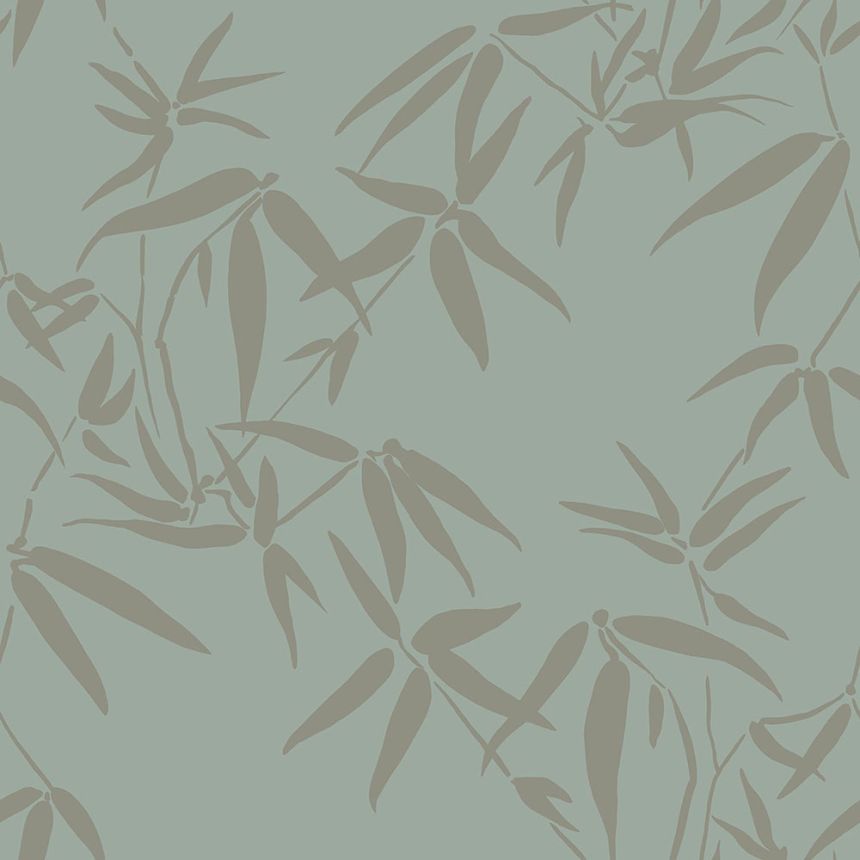 Green wallpaper, metallic bamboo leaves 347736, City Chic, Origin 