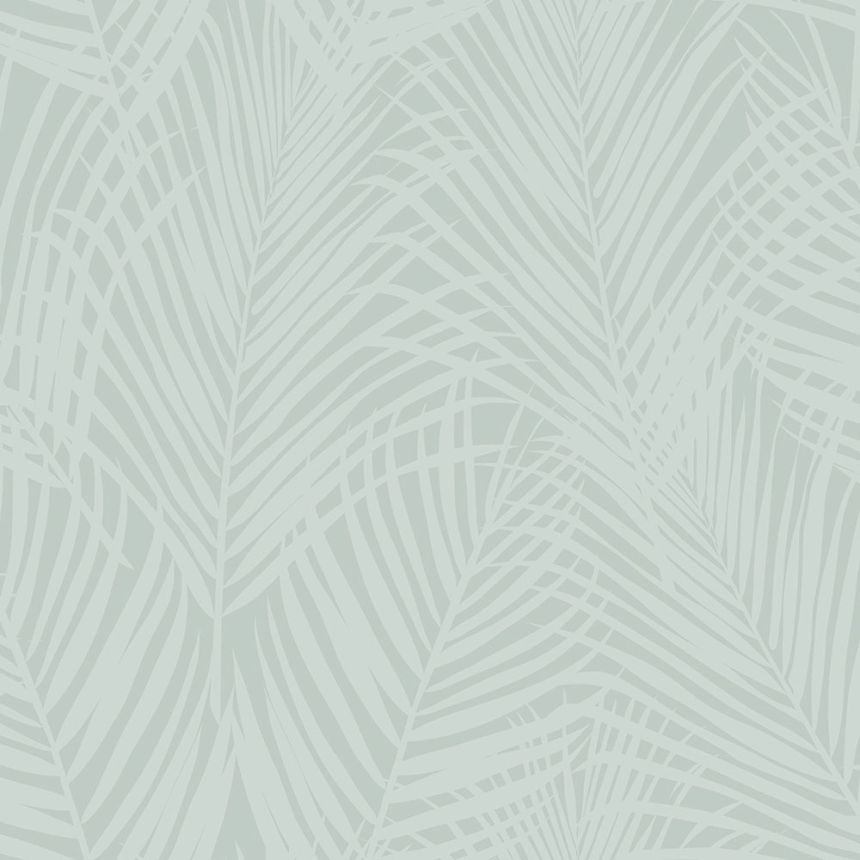 Metallic silver wallpaper, green palm leaves 347742, City Chic, Origin 