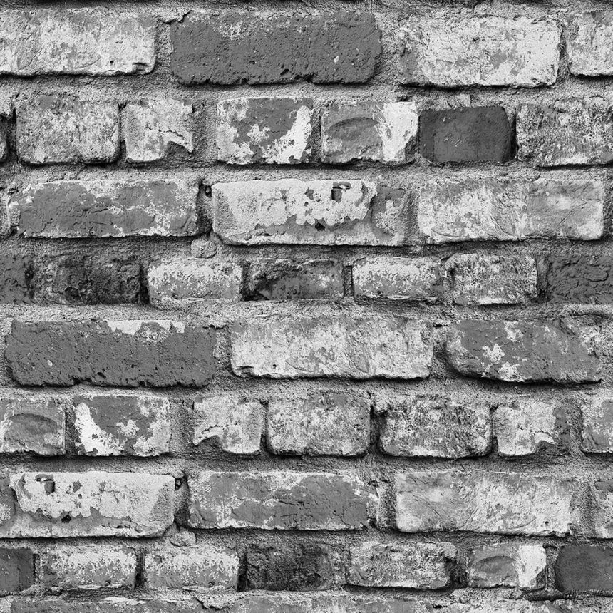 Washable brick wallpaper, imitation of a gray brick wall 555173, Old Friends 3, Vavex