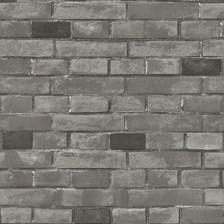 Washable gray brick wallpaper, imitation brick wall 555132, Old Friends 3, Vavex 