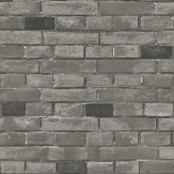 Washable gray brick wallpaper, imitation brick wall 555132, Old Friends 3, Vavex 2025