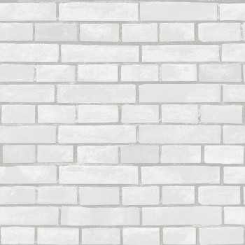 Washable white-grey brick wallpaper, brick wall imitation 555131, Old Friends 3, Vavex 2025