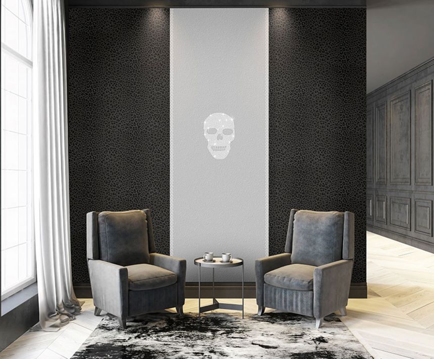 Gray luxury wall mural skull with crystals  Z80079 Philipp Plein, Zambaiti Parati
