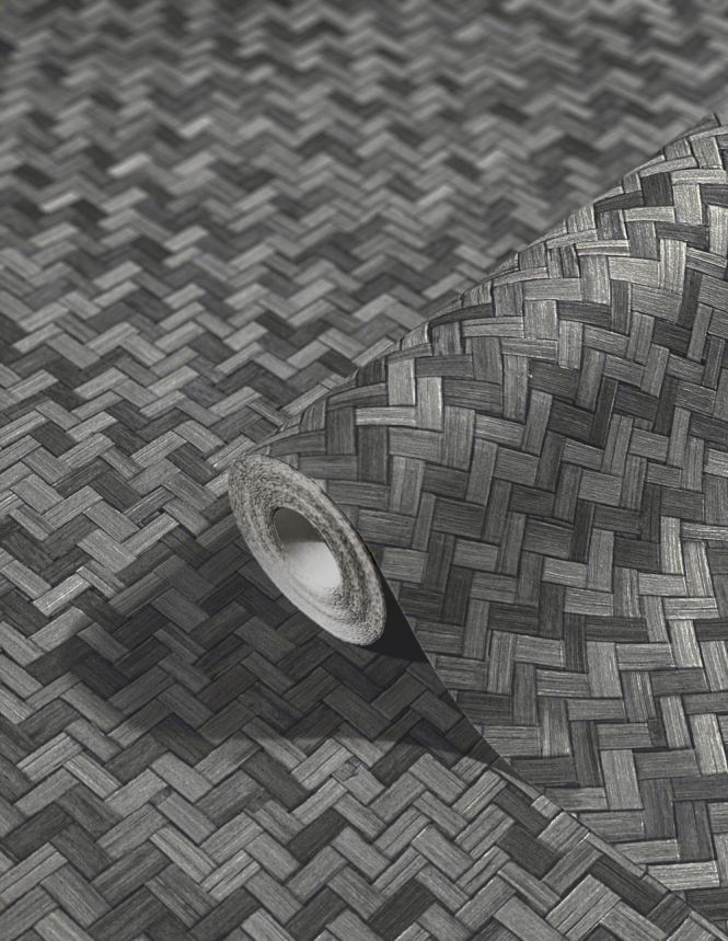 Luxury grey-black wallpaper, woven bamboo 33310, Botanica, Marburg