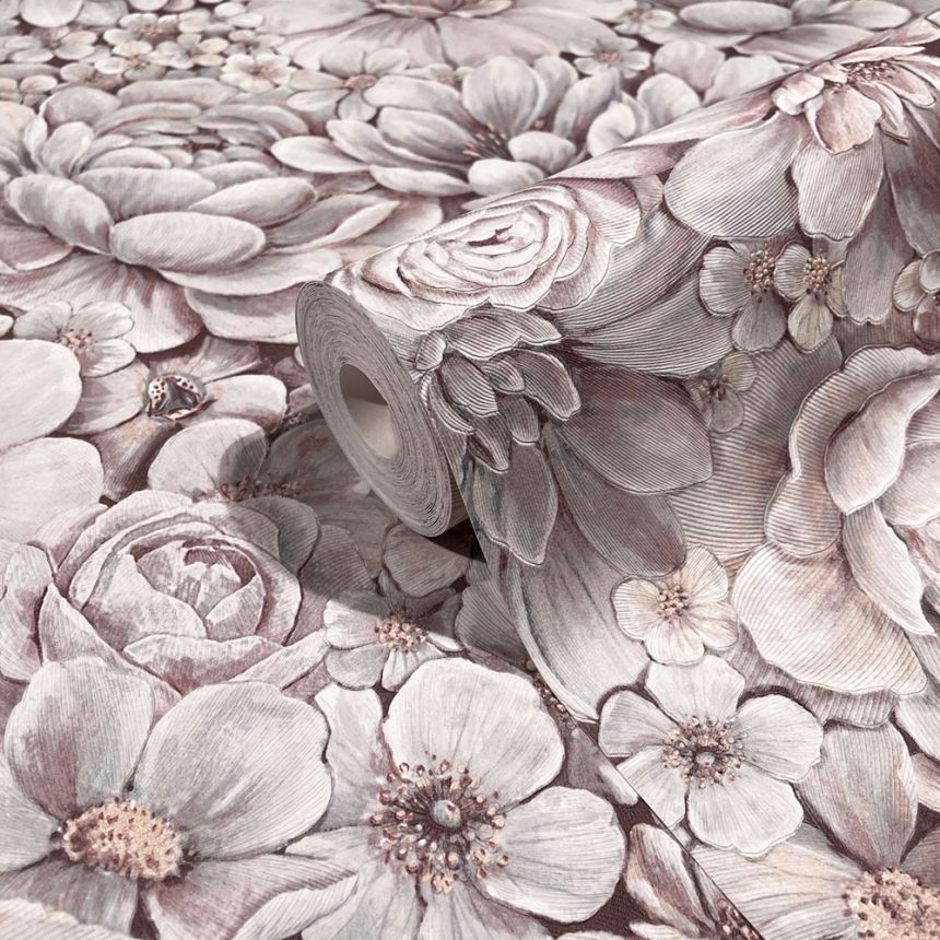 Luxury grey-pink wallpaper with flowers 33954, Botanica, Marburg 