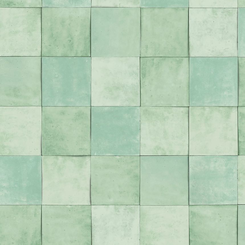 Light green geometric washable wallpaper 45722 Zellige, Marburg