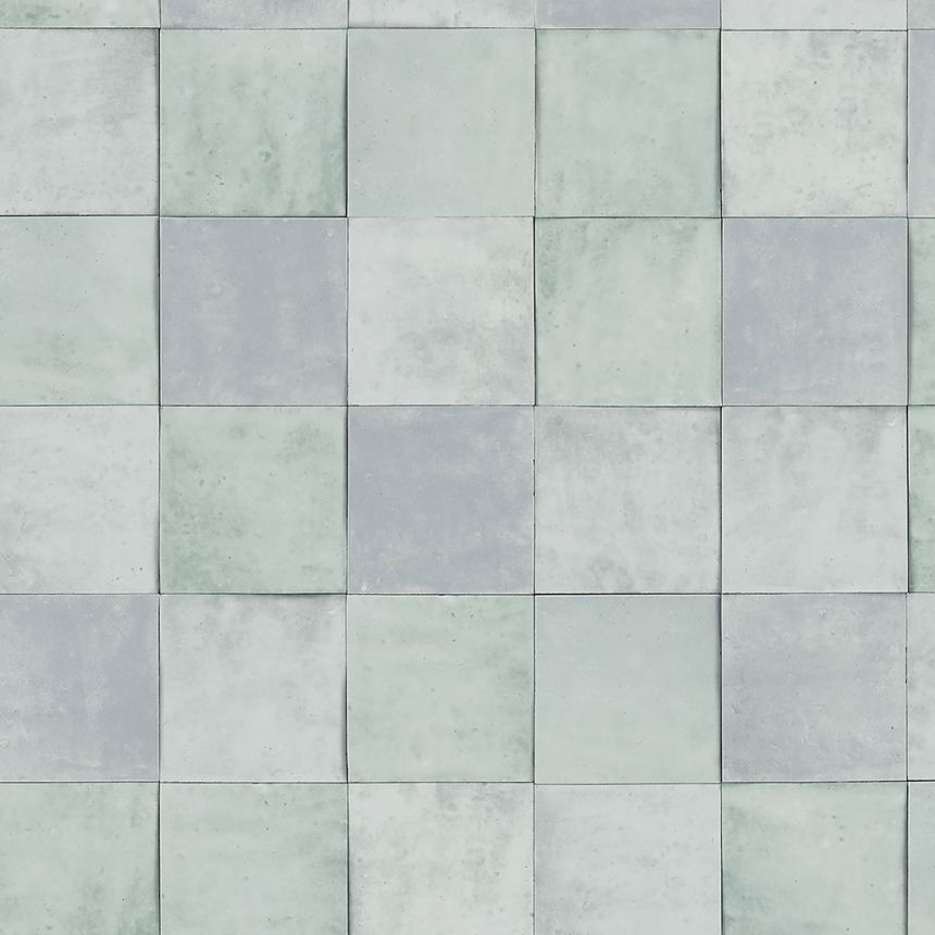 Grey-green geometric washable wallpaper 45725 Zellige, Marburg
