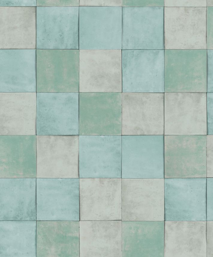 Light green geometric washable wallpaper 45719 Zellige, Marburg