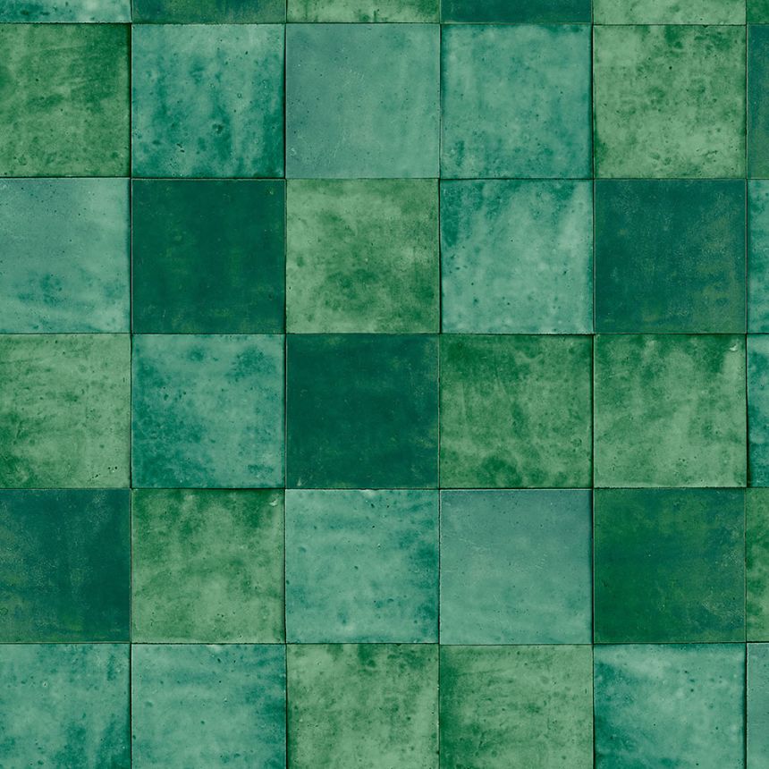 Dark green geometric washable wallpaper 45724 Zellige, Marburg