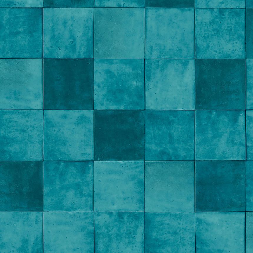 Turquoise geometric washable wallpaper 45718 Zellige, Marburg