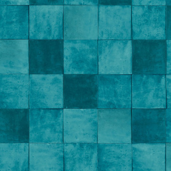 Turquoise geometric washable wallpaper 45718 Zellige, Marburg