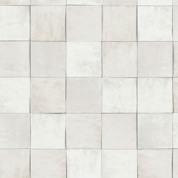 Grey-white geometric washable wallpaper 45701 Zellige, Marburg