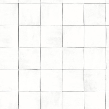 White geometric washable wallpaper 45727 Zellige, Marburg