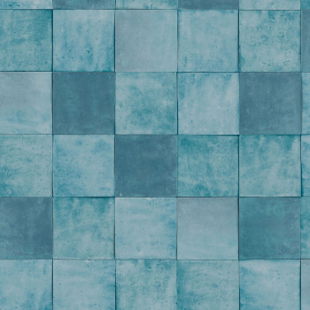 Blue geometric washable wallpaper 45728 Zellige, Marburg