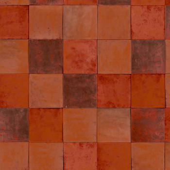 Brick red geometric washable wallpaper 45708 Zellige, Marburg