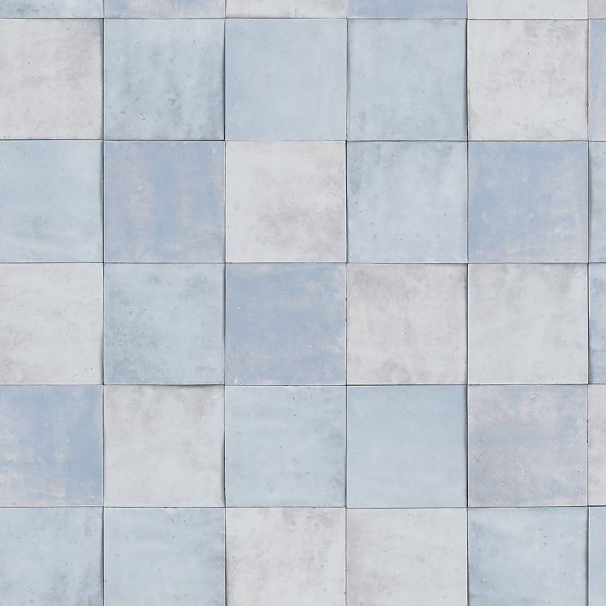 Blue-grey geometric washable wallpaper 45714 Zellige, Marburg