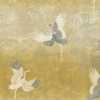 Luxury ocher wallpaper, birds 72904, Zen, Emiliana Parati 