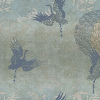 Luxury blue wallpaper, birds 72906, Zen, Emiliana Parati 