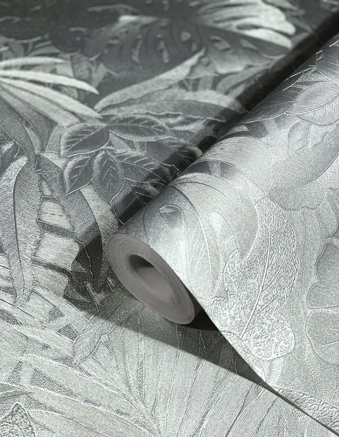 Luxury silver wallpaper with leaves 33301, Botanica, Marburg