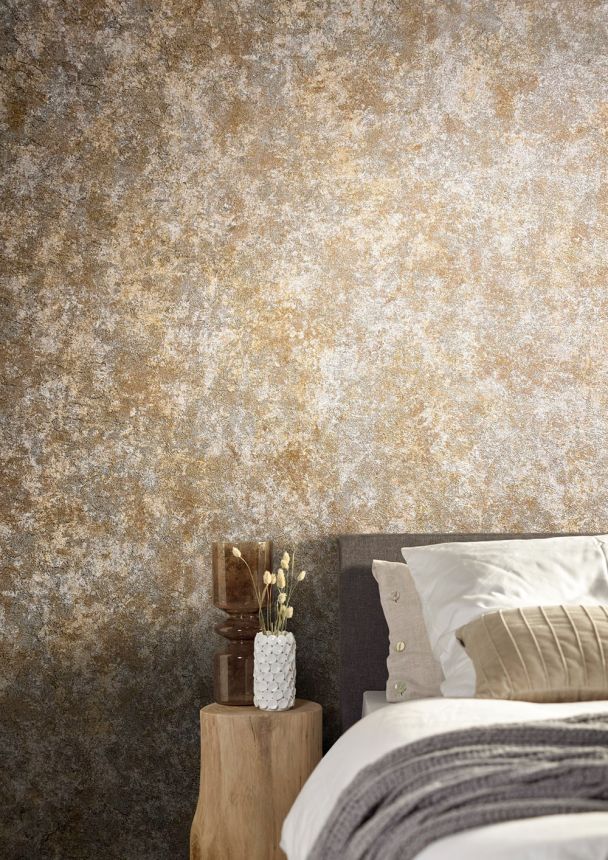 Metallic brown wallpaper, vintage plaster 33204, Natural Opulence, Marburg