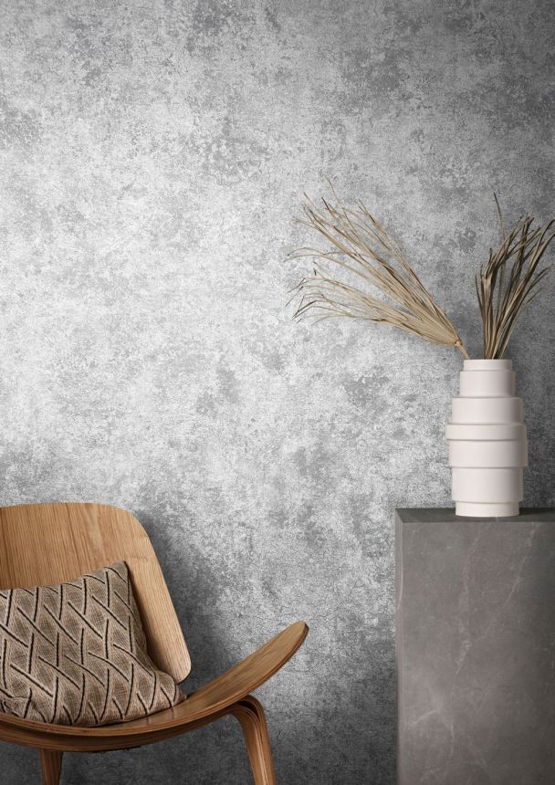 Grey-silver wallpaper, vintage plaster 33206, Natural Opulence, Marburg