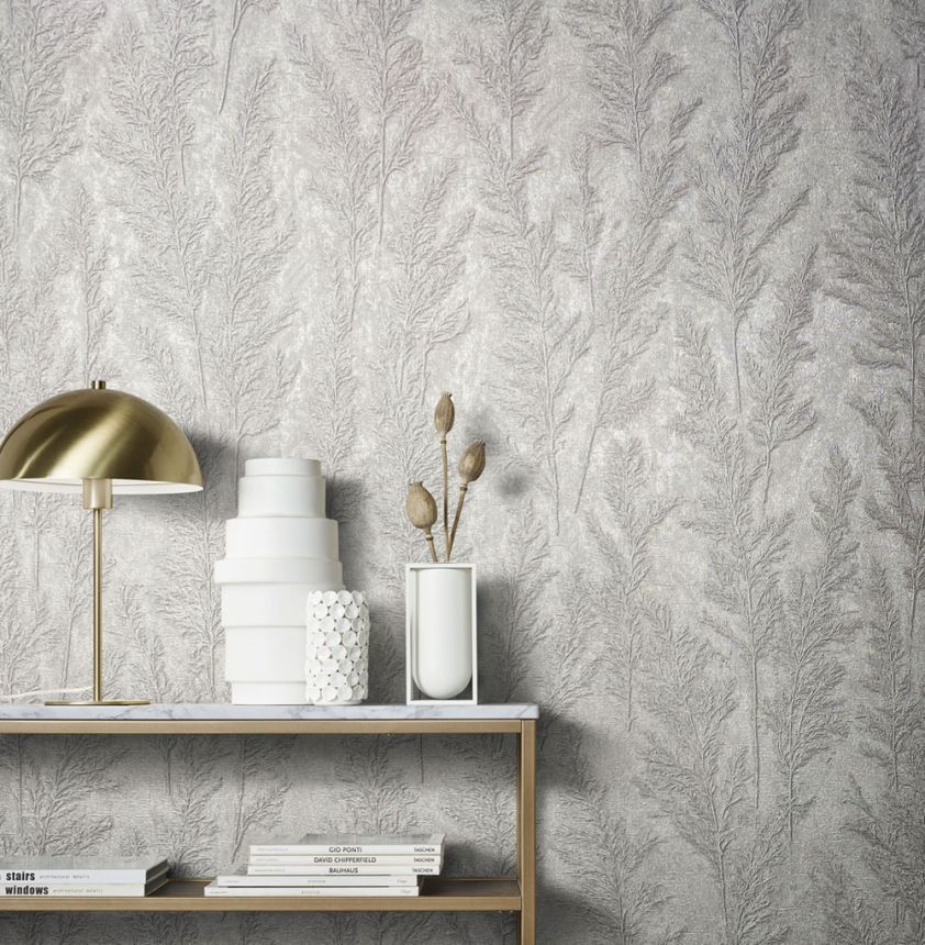 Luxury gray-silver wallpaper, blades of grass 33213, Natural Opulence, Marburg