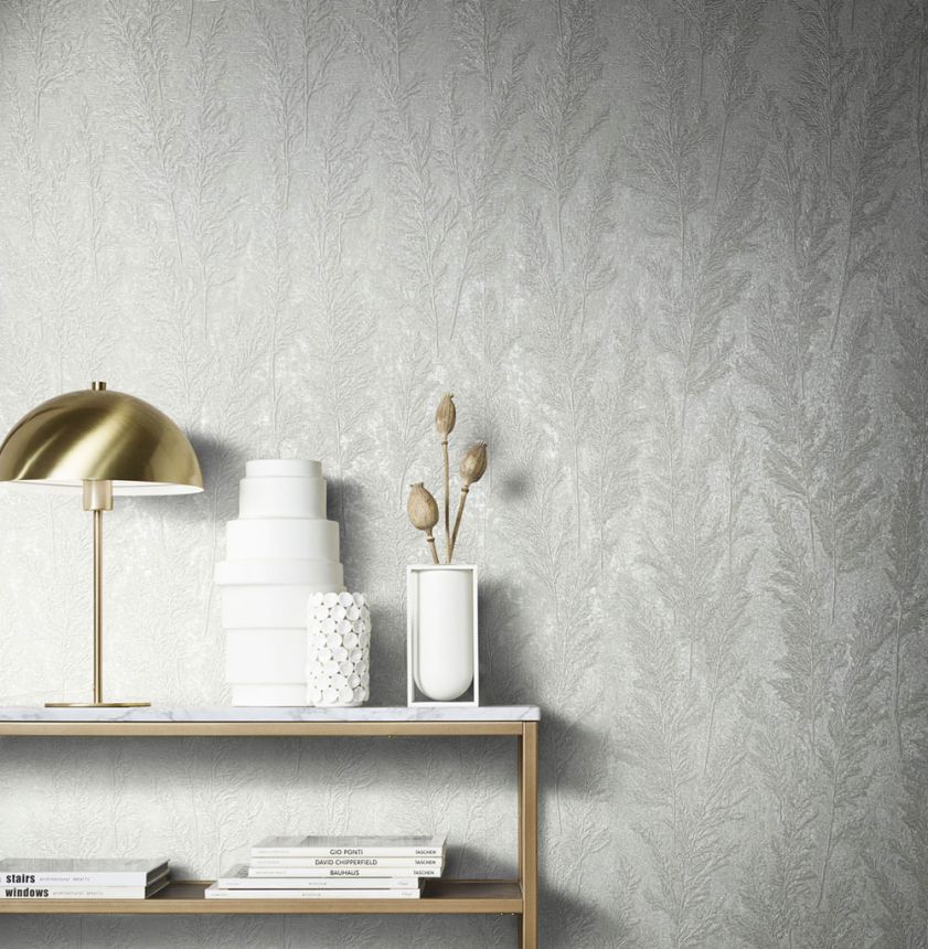 Luxury white wallpaper, blades of grass 33214, Natural Opulence, Marburg