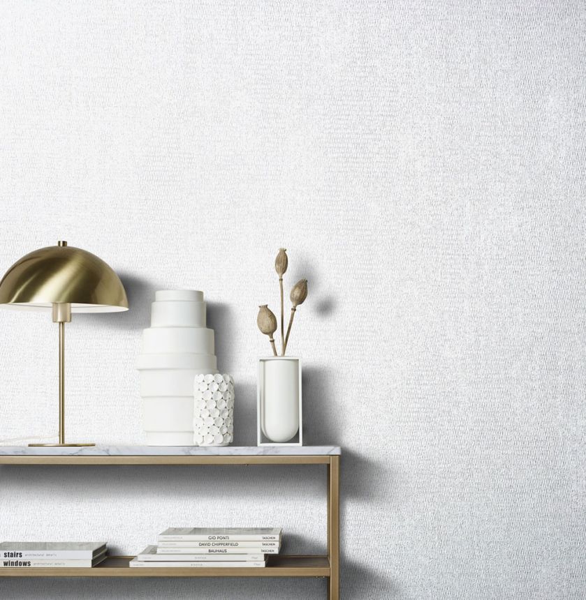 Luxury white wallpaper, fabric imitation 33221, Natural Opulence, Marburg